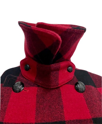 LAUREN RALPH LAREN Designer Red Black Check Wool Military Jacket Sz 8 - Picture 2 of 8