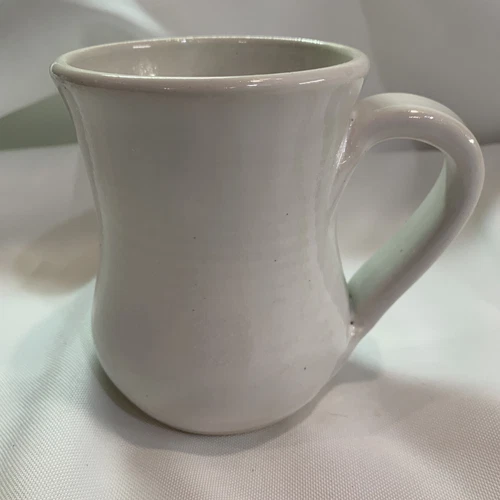 Hand Thrown Studio Art Pottery Coffee Mug Signed by Ross Miller off white gray