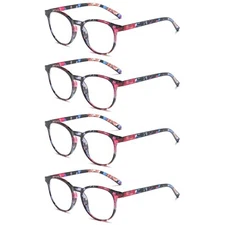 4 Pairs Womens Ladies Blue Light Blocking Reading Glasses Spring Hinge Readers