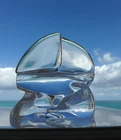 NEW in BOX Glass STEUBEN SAILBOAT Crystal Heart Nautical Sea Sailaway Ornamental