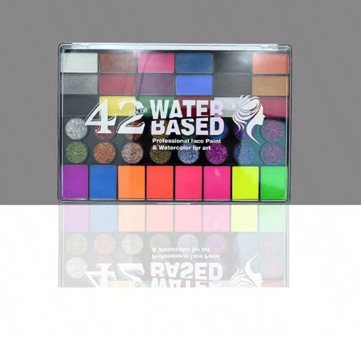 42 Color Water Based Professional Face Body Paint Set SFX Party Watercolor Art - Image 4 of 4