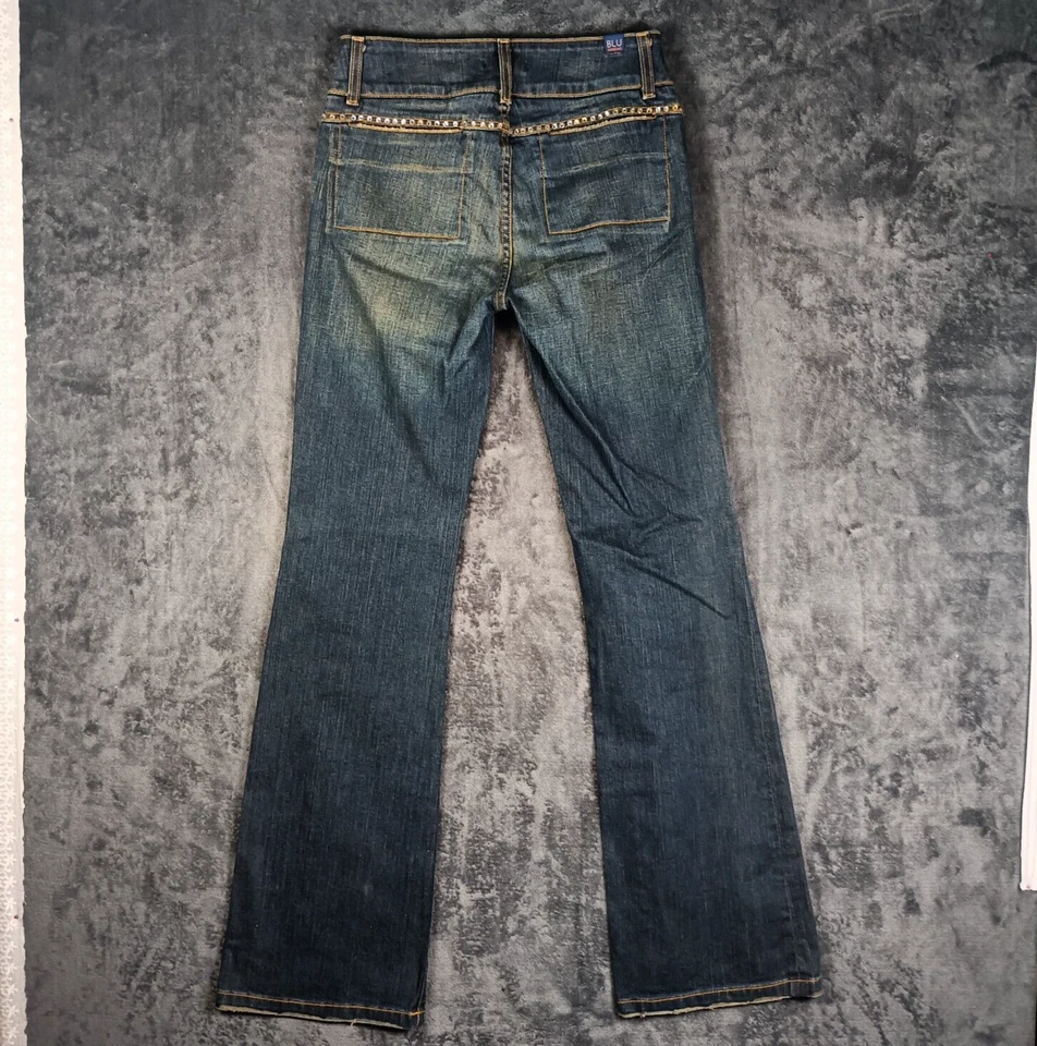 Pantalones de mezclilla Blu JeaniouS para mujer talla 26 corte bota estrás cristal entrepierna larga EE. UU. Foto 3 de 4