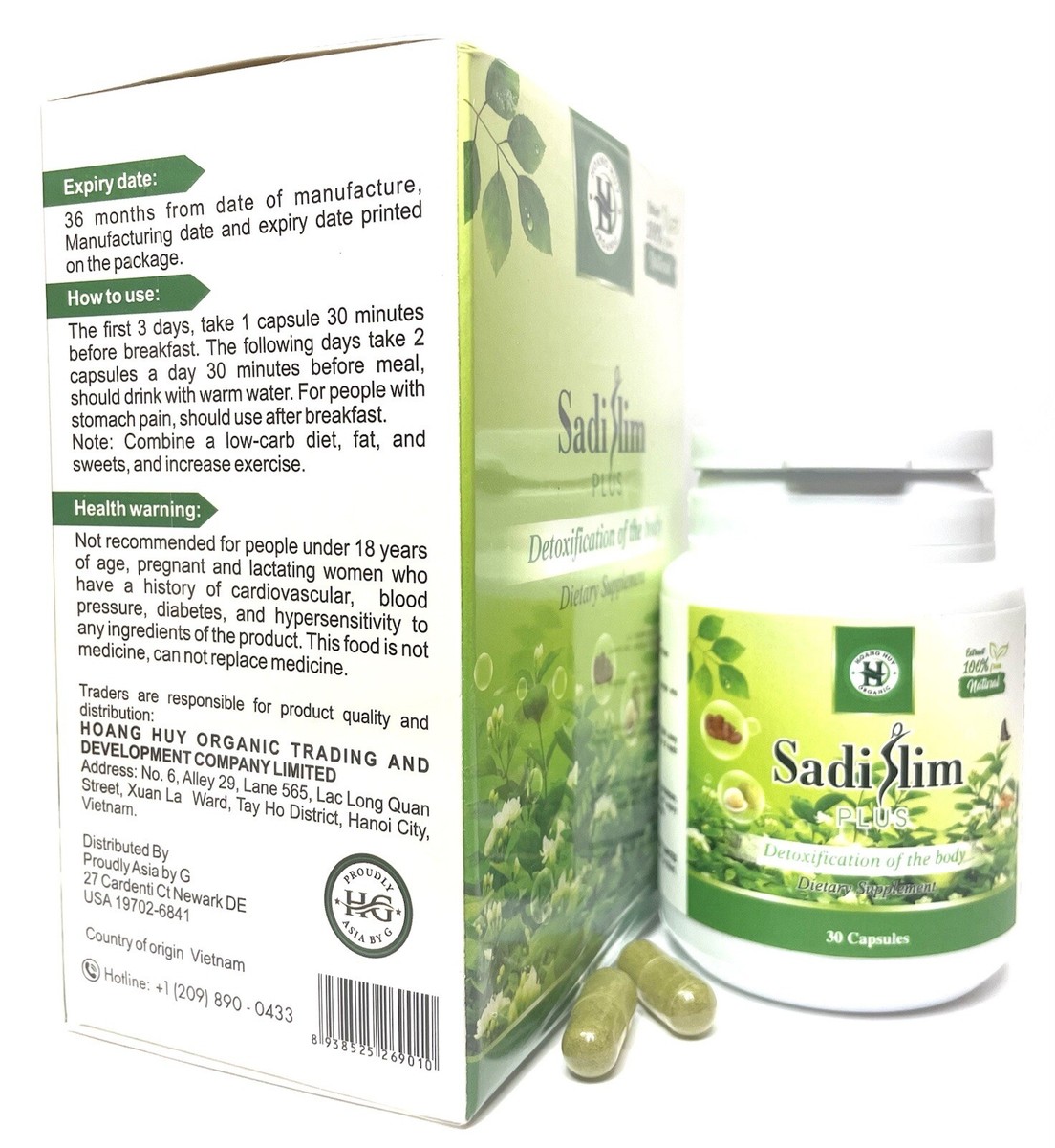 SADI SLIM USA Natural Weight Loss Pills by Hoang Huy Organic - 30 