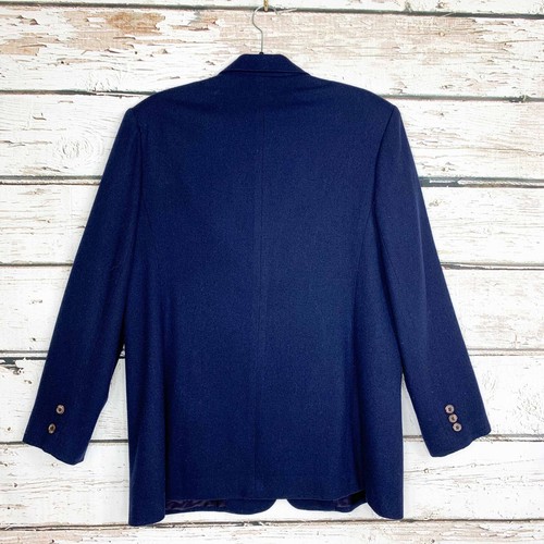 Size 12/14 Vintage Navy Blue Blazer White Stag 100% Wool Boyfriend 3 Button - Picture 3 of 6