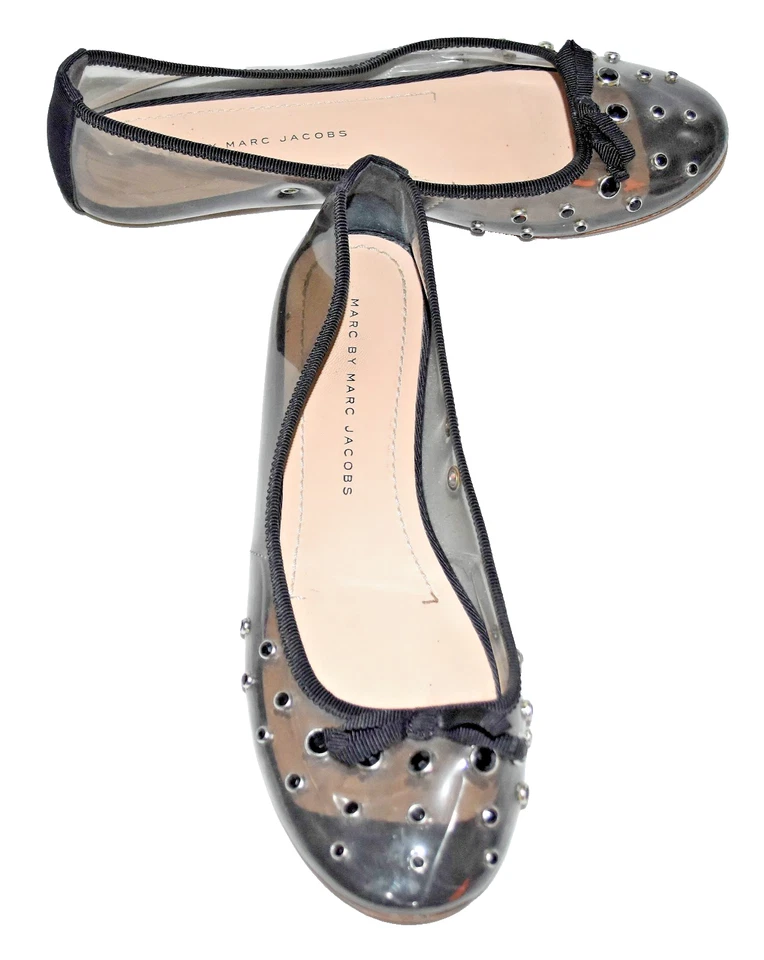 Marc by Marc Jacobs Tachonado Plástico Transparente con Lazo Negro Pisos Eur 36.5 EE. UU. 6 Foto 3 de 4