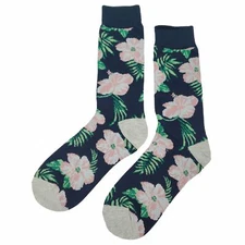NWT Pretty Flower Dress Socks Novelty Men 8-12 Black Crazy Fun Sockfly
