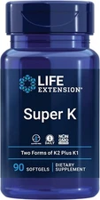 Super K with Advanced K2 Complex (MK-7) 90 gels Life Extension  (Pac of 2)