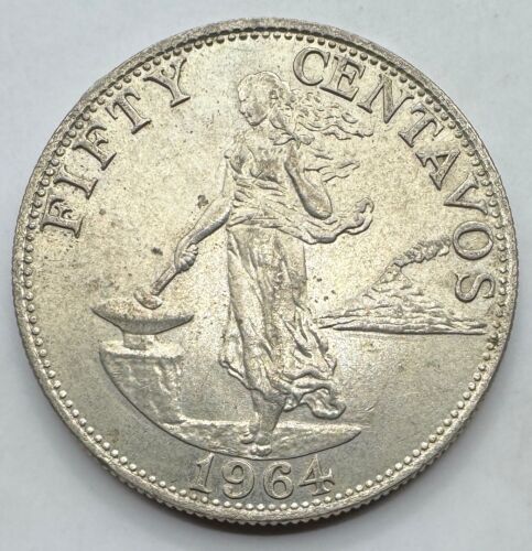 1964 Philippines 50 Centavos - 50C - World Coins - Free Shipping