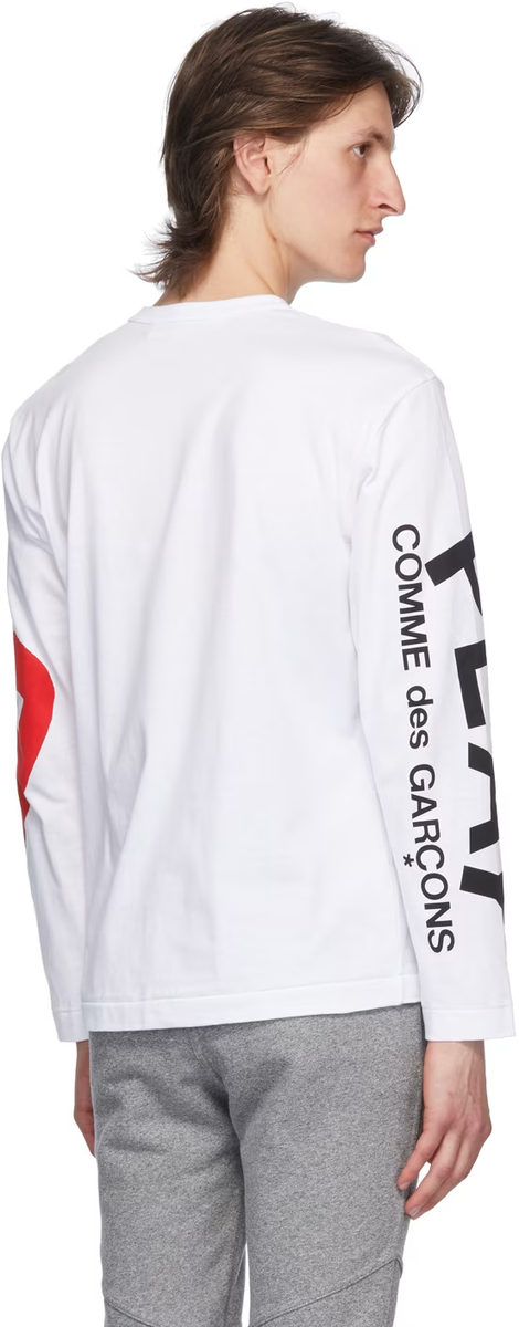 NEW Comme des Garçons PLAY Logo Long-Sleeve T-Shirt 'White' Size M