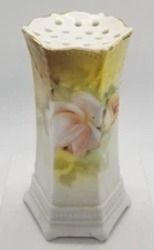 Hat Pin Holder Yellow w Pink Flowers RS Germany Vintage