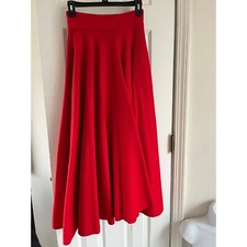 Vintage 1960'a Handmade Red Felt Maxi Skirt Super Wide Drape 70" Full Hand Sewn