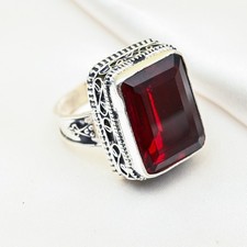 Red Garnet Gemstone Handmade 925 Sterling Silver Ring Jewelry Wedding Gift