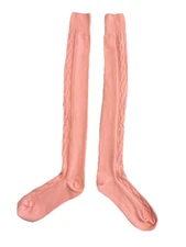 Wrapables Over Knee High Socks Womens One Size Pink Cable Knit Thick Gift NWT