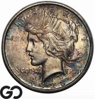 1923-D Peace Dollar, Beautiful Album Rainbow Color, Gem BU++, Tough This Nice!