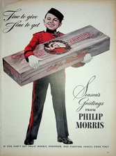 Original 1944 Vintage Print Ad: Season's Greetings from PHILIP MORRIS