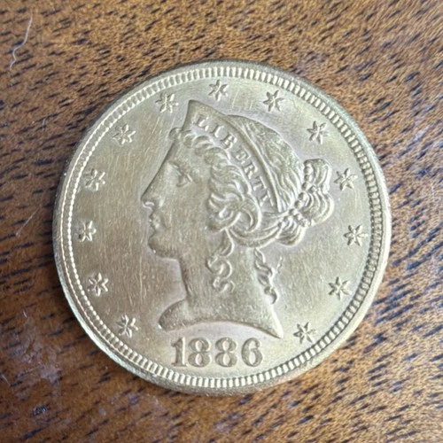 1886 $5 Liberty Head Gold Half Eagle Coin San Francisco Mint Pre-1933