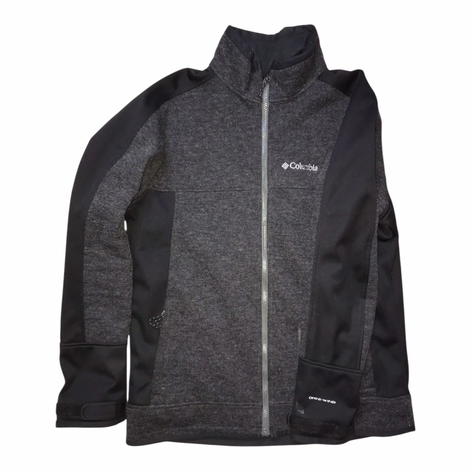 Columbia Wool Blend Jacket Mens Medium Gray Omni Wind Block Full Zip