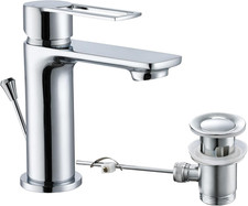 Basin Taps with Pop up Waste, Modern Basin Mixer Tap Bathroom Sink Taps Mono Sin