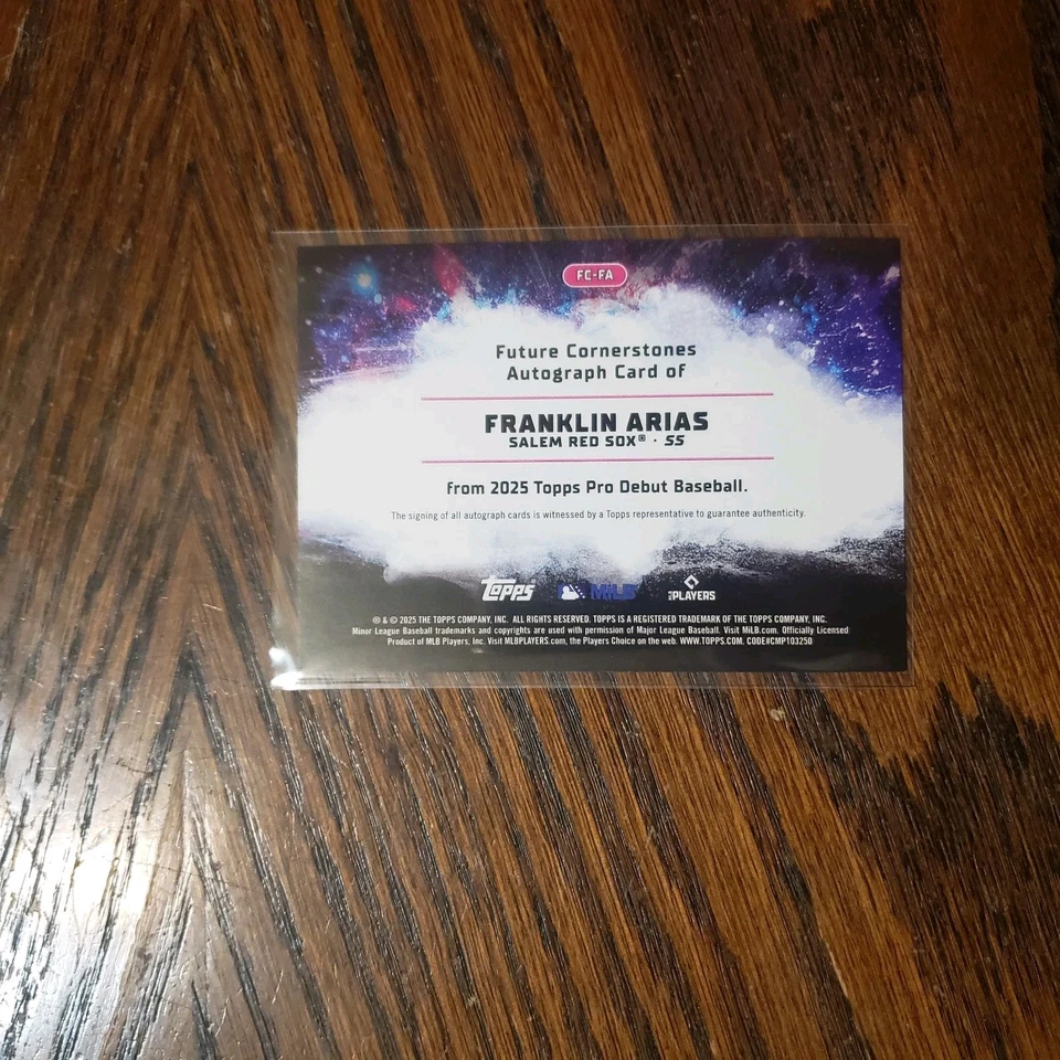 COLOR MATCH RED /10 FRANKLIN ARIAS 2025 Topps Pro Debut Future Cornerstone Auto - Image 2 of 2