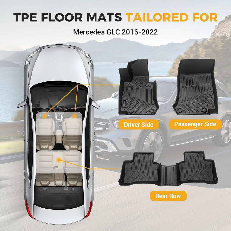 Floor Mats for 2018-2021 Mercedes-Benz GLC63 AMG S BLACK - Image 4 of 4