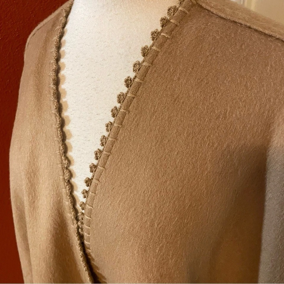 Novica Women's Baby Alpaca Wool Tan Handmade Peruvian Artisan Shawl Cape Poncho - Image 3 of 4