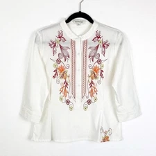 Davi & Dani Embroidered Blouse Top Summer Spring Boho Small