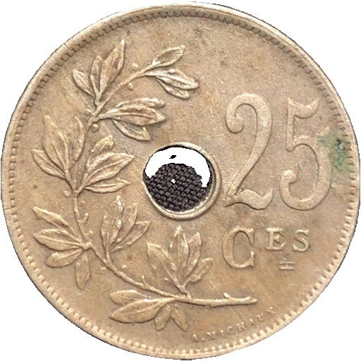 1929 Belgium 25 Centimes French Text Copper-Nickel Coin - VF (Very Fine) - Image 4 of 4