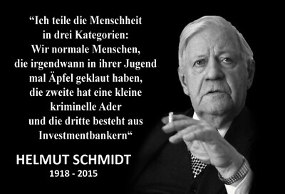 Blechschild Schild 20x30 cm - Helmut schmidt Menschen 3 Kategorien normal Bänker