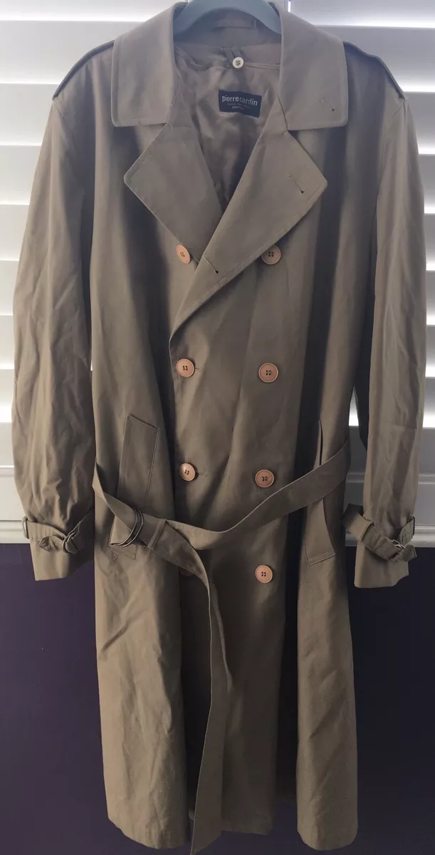 PIERRE TRENCH COAT- SZ L 42 KHAKI - UNISEX-VINTAGE HARDLY WORN | eBay