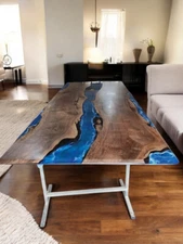 Made To Order Epoxy Resin River Beach Table Top Office Meeting Desk Hallway Deco