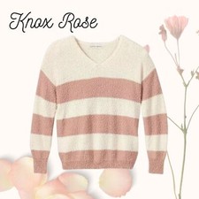 Knox Rose Women's V-Neck Pullover Sweater, Peach Cream, XXL