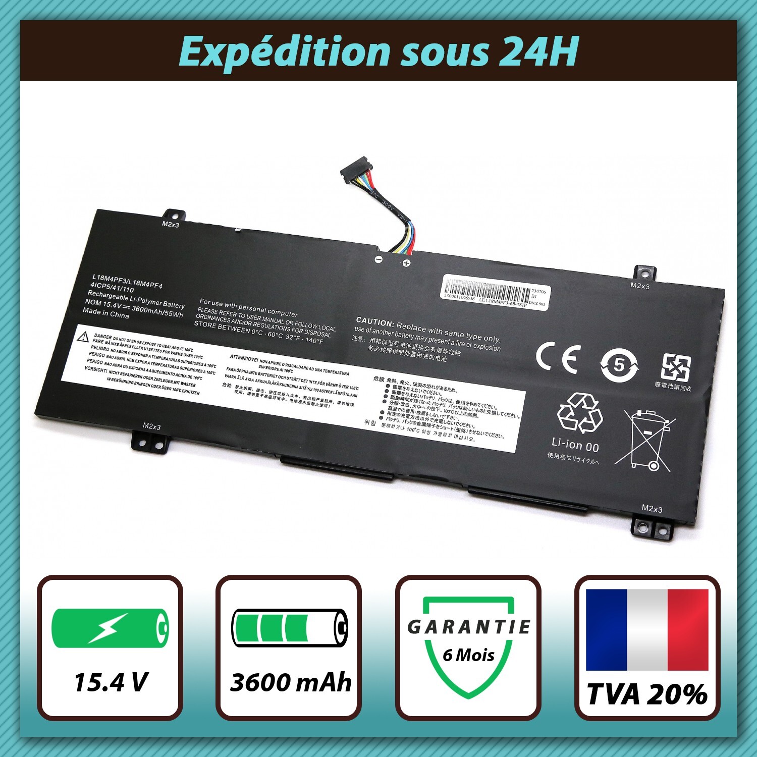 Batterie Lenovo Ideapad S540-14API pour travailler à distance sans chargeur