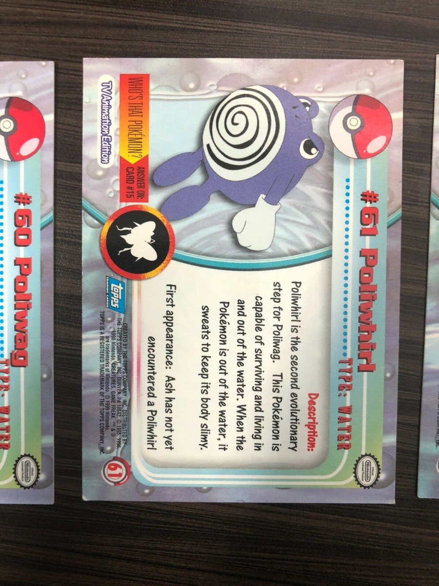 x3 Evolution Line Poliwag Poliwhirl Poliwrath ALL BLUE LOGOS Topps