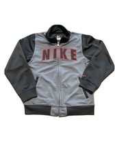 Nike Track Jacket Boys 7 Gray Black Full Zip Mock Neck Athletic Sportswear Youth