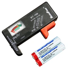 MaximalPower LR03/AM-4 AAA 140 Min Batteries + Universal Battery Tester for AAA