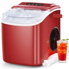 Portable Ice Machine with Self-Cleaning, 26.5lbs/24Hrs, 9 Bullet Ice Cubes/6 Min