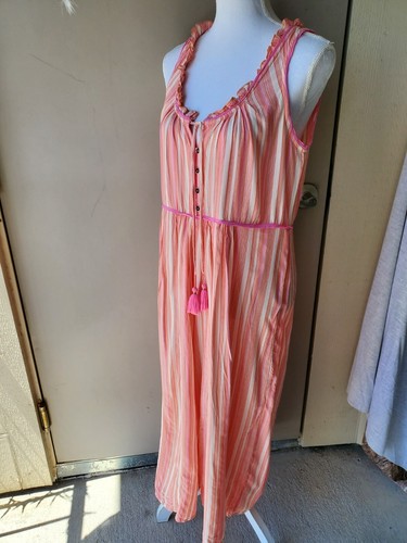 Anthropologie Visayas Combinaison Femme Medium Orange Rose Blanc Breezy Costal Boho - Photo 2/17