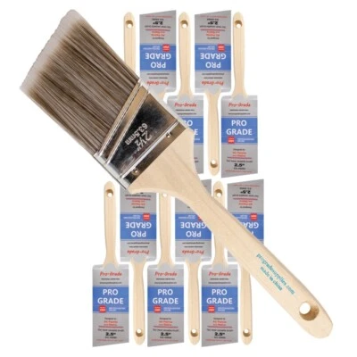 VERMEER 12-Pack - 2.5" Angle Brushes for All Latex and Oil Paints & Stains