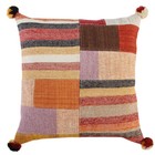 Rizzy Brown Transitional Offset Textured Poms Throw Pillow Geometric T17766