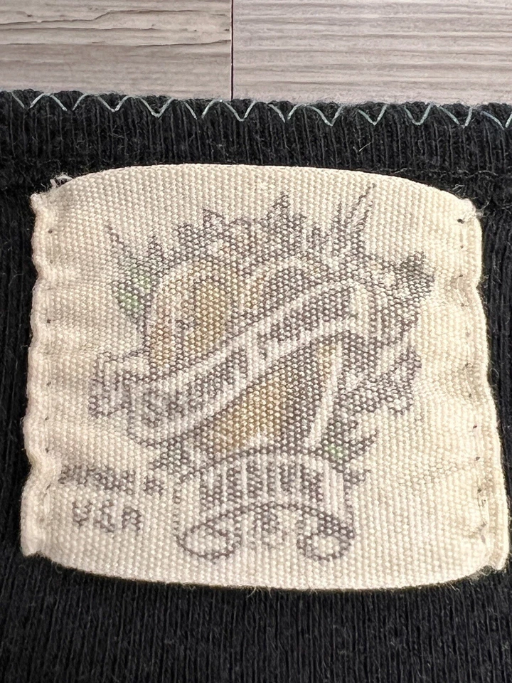 Camisa vintage parisina adornada Top Y2K para mujer talla M negra alfabeto música Foto 4 de 4