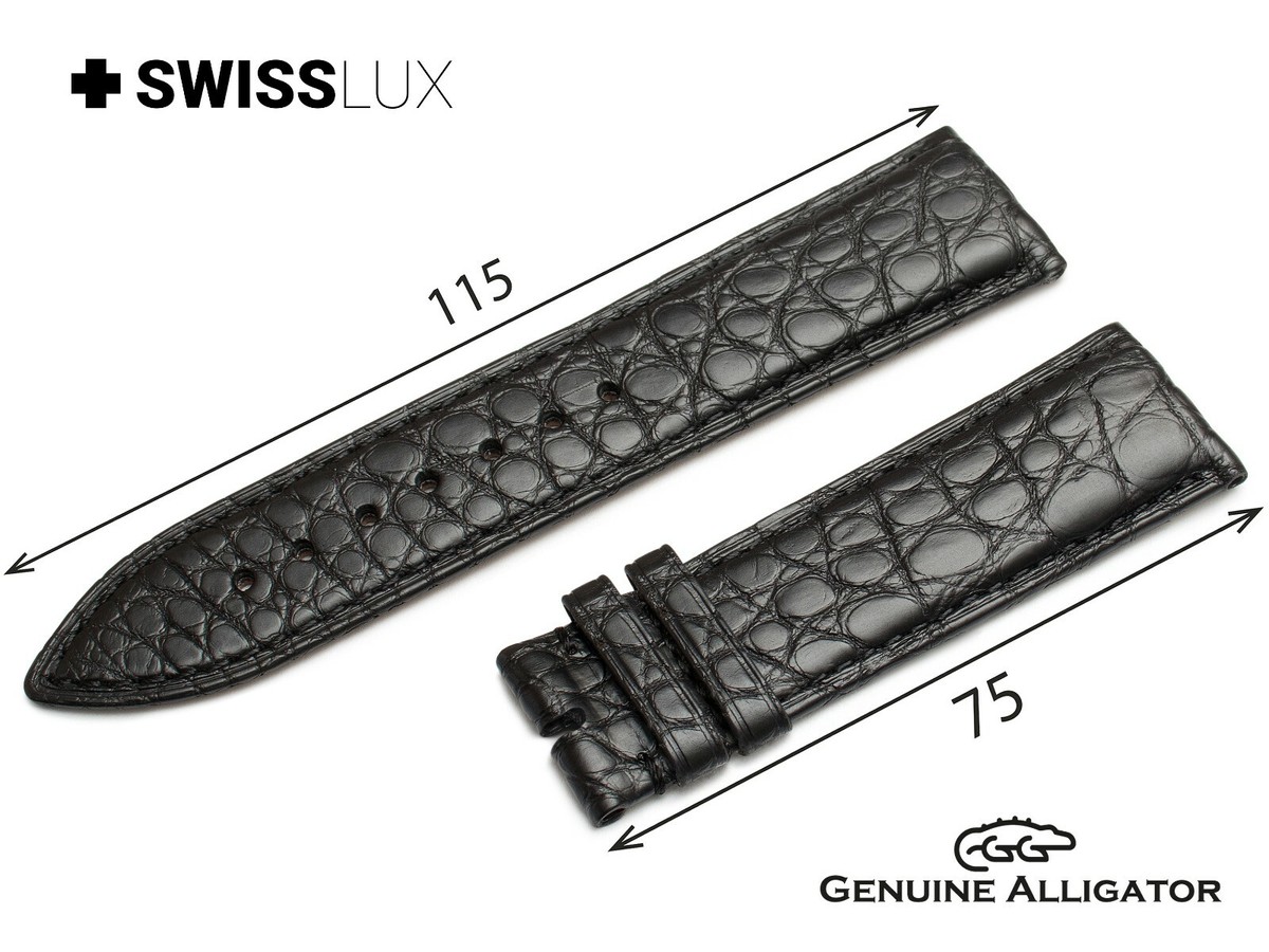 Crocodile Alligator Leather For ROLEX Watch Black Strap Band