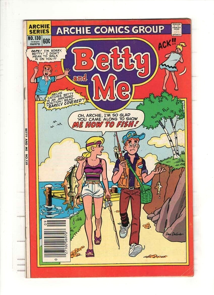 BETTY AND ME #130 VF-, Dan DeCarlo fishing cover & art, Archie 1982