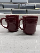 Longaberger Mugs 12 oz Burgundy Made In USA