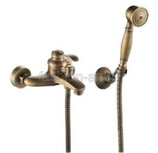 Antique Brass Wall Mounted Bathroom Hand Shower Tub Faucet Mixer Tap Set Frs012