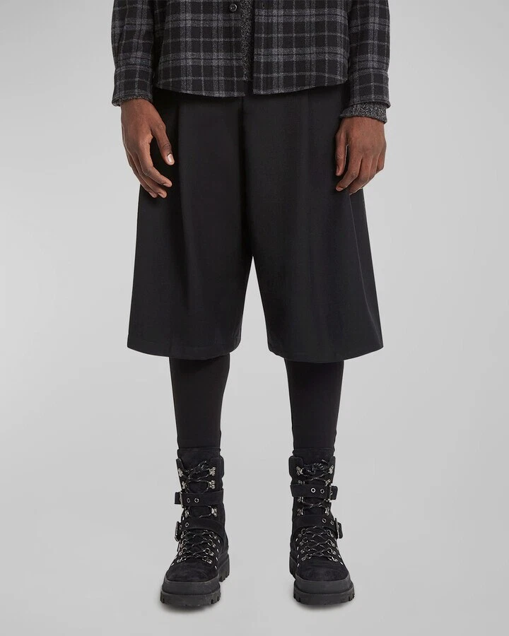 $690 Teddy Vonranson Pantalones Cortos Bermudas Para Hombre Negros A Medida Pierna Ancha Talla 34