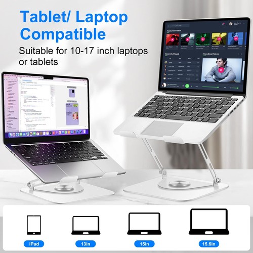Support pour Ordinateur Portable Support PC Portable avec Base Pivotante à 36... - Afbeelding 6 van 7