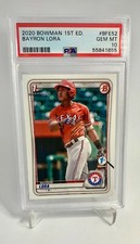 🔥 2020 Bowman 1st Edition #BFE52 Bayron Lora PSA 10 GEM MT RC Texas Rangers 🔥