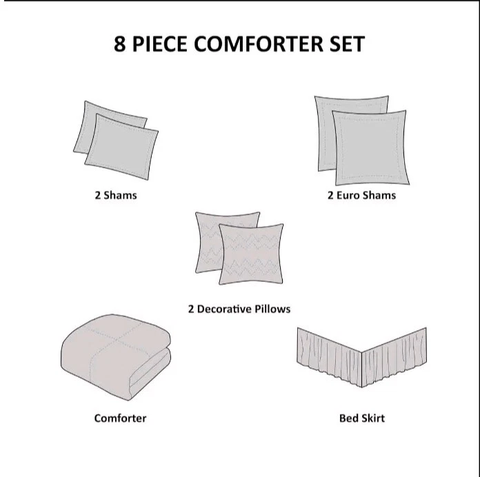 510 Design Quilted Comforter Set 8 Piece Size King Color Natural Beige - Image 4 of 4