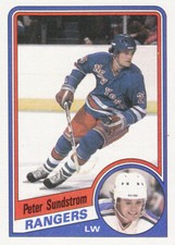84/85 TOPPS..PETER SUNDSTROM..ROOKIE..NRMT..CARD # 116..RANGERS..COMBINED SHIP. rookie card picture