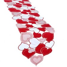 Embroidered Heart Table Runner for Valentine's Weddings and Romantic Occasions